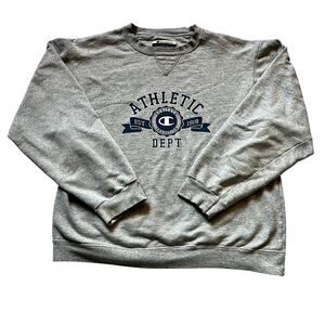 Champion Athletic Dept Crewneck Sweatshirt Men’s L Gray Heritage Logo Pullover